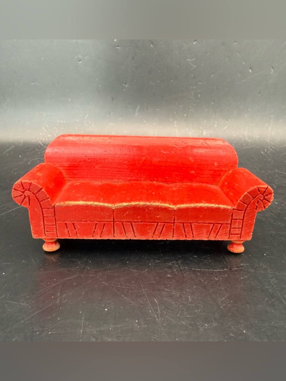 VTG 30’s Strombecker Living Room Set Red Wooden Dollhouse Furniture 4 Piece Lot - Picture 7 of 16